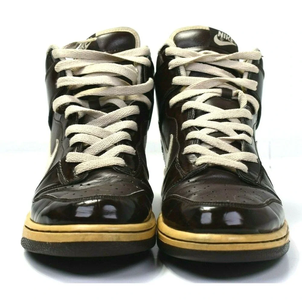 Vintage Nike Dunks High Premium Brown Black Shoes Sneakers Size 10 - 312786 223